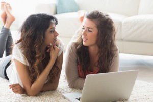 Customers shopping on computer